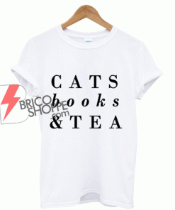 Cat books & Tea T-Shirt On Sale